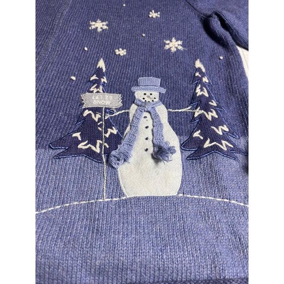 Croft & Barrow Women Snowman Cardigan Sweater L purple Winter Knit angora blend - Picture 7 of 13